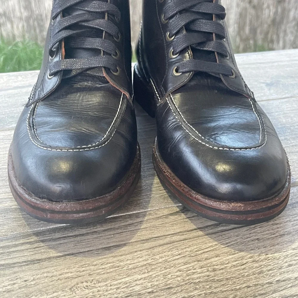 Frye Arkansas Logger Boots Men 7.5 D Black Leather Lace Up Ankle 3487107 Moc Toe